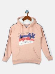 Monte Carlo Girls Peach Printed Hooded Sweatshirt