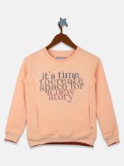 Monte Carlo Girls Peach-Coloured Printed Sweatshirt