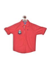 612 league Boys Red Cotton Casual Shirt