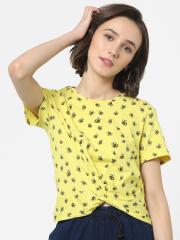 ONLY Women Yellow Printed T-shirt