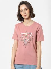 ONLY Women Pink Printed T-shirt