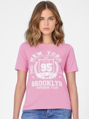 ONLY Women Pink Printed T-shirt