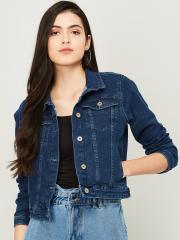 Ginger by Lifestyle Women Blue Crop Denim Jacket