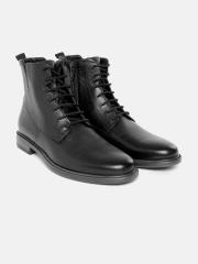 Geox Men Black Leather Flat Boots