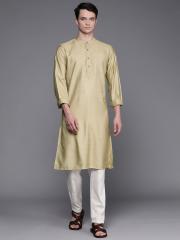 Fabindia Men Green Solid Kurta