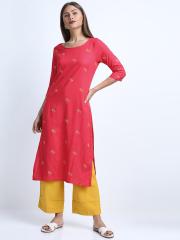 Vishudh Women Pink Printed Kurta