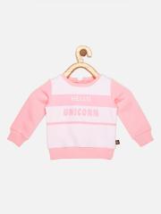 VITAMINS Girls Pink Typography Printed Sweatshirt