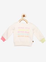 VITAMINS Girls Off White Printed Sweatshirt