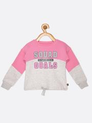 VITAMINS Girls Pink & Grey Colourblocked Sweatshirt