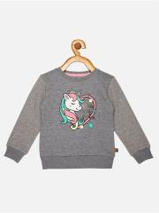 VITAMINS Girls Grey Printed Sweatshirt