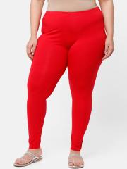 De Moza Women Red Solid Churidar Leggings