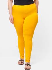 De Moza Women Yellow Solid Churidar Leggings