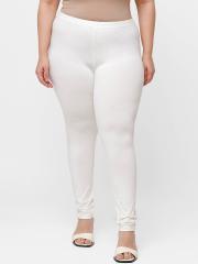 De Moza Women White Solid Churidar Leggings