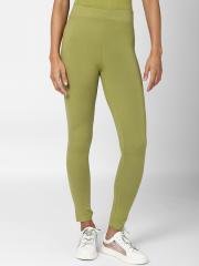 FOREVER 21 Women Green Solid Ankle-Length Leggings