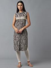 W Women Black Printed Kurta