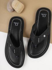 Carlton London Men Black Comfort Sandals