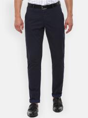 Louis Philippe Sport Men Navy Blue Solid Slim Fit Chinos Trousers