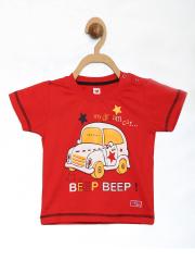 612 league Boys Red Printed T-shirt