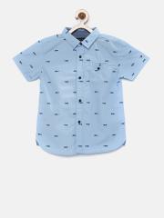 Tommy Hilfiger Boys Blue Printed Casual Shirt