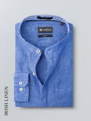 INVICTUS Men Blue Solid Slim Fit Pure Linen Formal Shirt