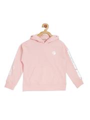 Pepe Jeans Girls Pink Cotton Hooded Sweatshirt