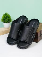 Bruno Manetti Men Black PU Comfort Sandals