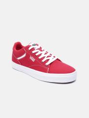 Vans Men Red & White Canvas Sneakers