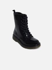 Call It Spring Women Black Solid Flat Boots