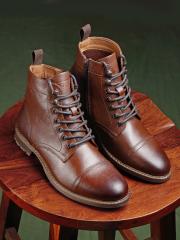 Red Tape Men Brown Leather Flat Boots