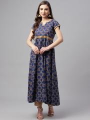 MBE Women Blue Printed Anarkali Kurta