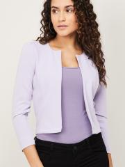 CODE by Lifestyle Women Purple Solid Crop Shrug