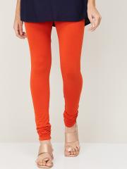 Melange by Lifestyle Women Orange Solid Cotton Churidar