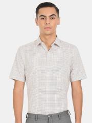 Arrow Men Beige Checked Formal Shirt