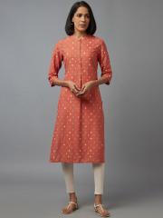 W Women Orange Printed Kurta