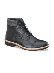 Duke Men Black Perforations Flat Boots