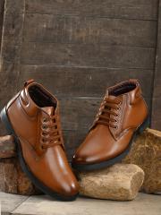 Mactree Men Tan PU Flat Boots