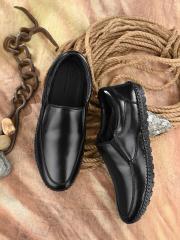 Mactree Men Black Leather Formal Shoes