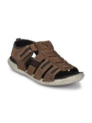 Delize Men Brown Leather Comfort Sandals