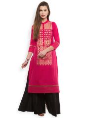 Vishudh Women Pink Printed Kurta