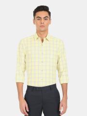 Arrow Men Yellow Checked Formal Shirt