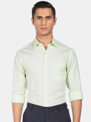 Arrow Men Green Cotton Formal Shirt