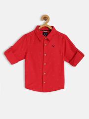 Allen Solly Junior Boys Red Printed Casual Shirt