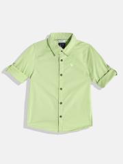 Allen Solly Junior Boys Green Solid Casual Shirt