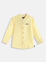 Allen Solly Junior Boys Yellow Solid Casual Shirt