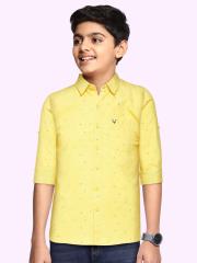 Allen Solly Junior Boys Yellow Printed Casual Shirt