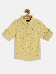 Allen Solly Junior Boys Yellow Printed Casual Shirt