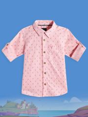 Allen Solly Junior Boys Pink Printed Casual Shirt