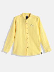 Allen Solly Junior Boys Yellow Solid Casual Shirt