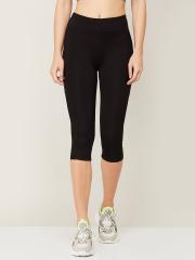 Kappa Women Solid Black Polyester Capris