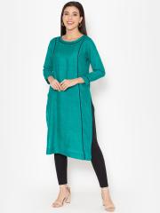 Ekmatra Women Green Solid Straight Kurta